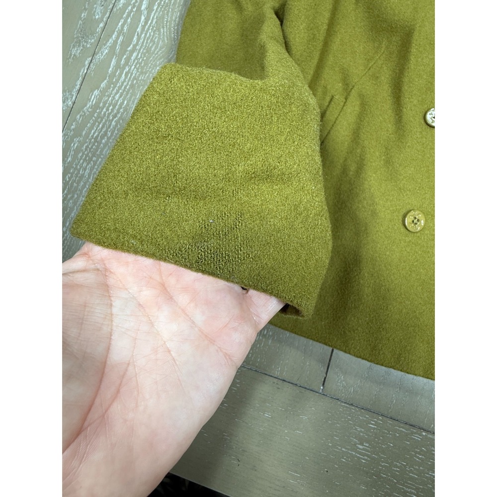 Sparkle & Fade Wool Blend Moto Jacket Large Double Breasted Peacoat Olive - Picture 6 of 16